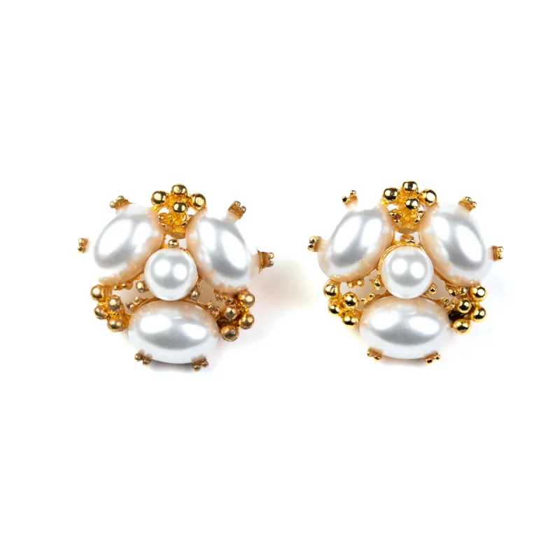 Pearl Cabochon Cluster Earrings sold by Kenneth Jay Lane