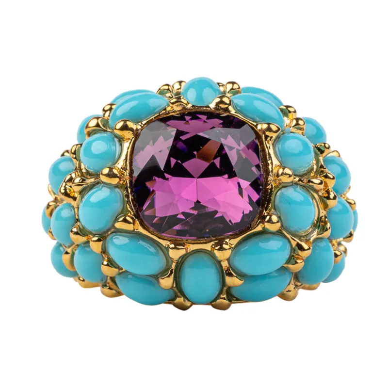 Turquoise & Amethyst Ring sold by Kenneth Jay Lane