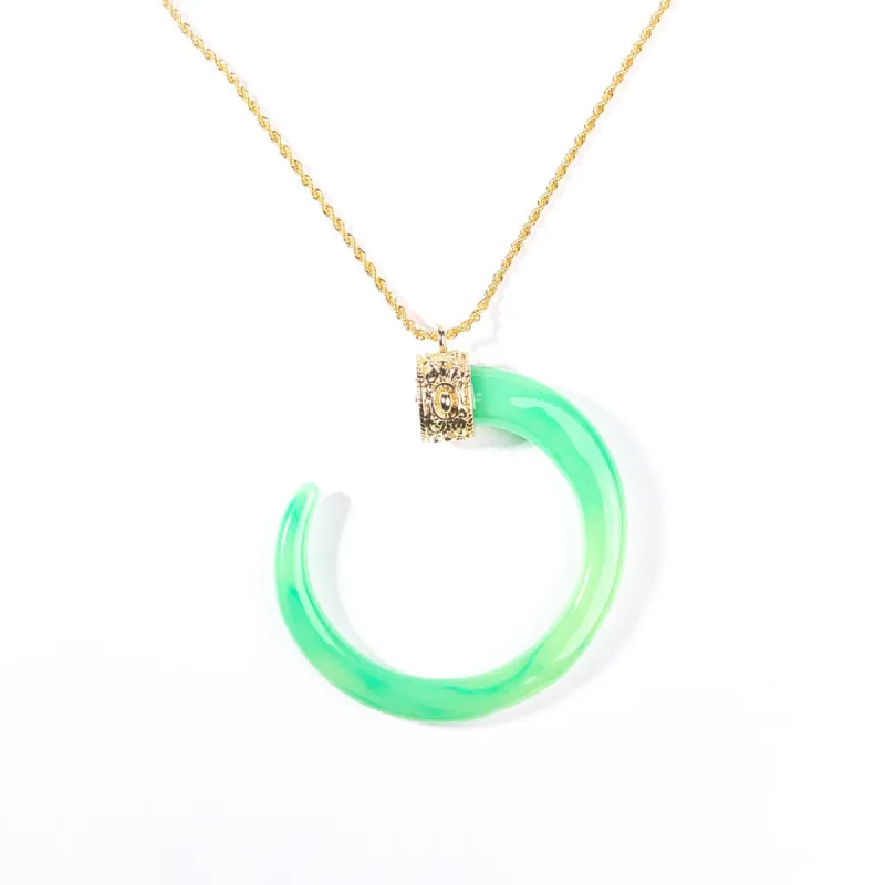 Jade C Tusk on Gold Chain Necklace sold by Kenneth Jay Lane