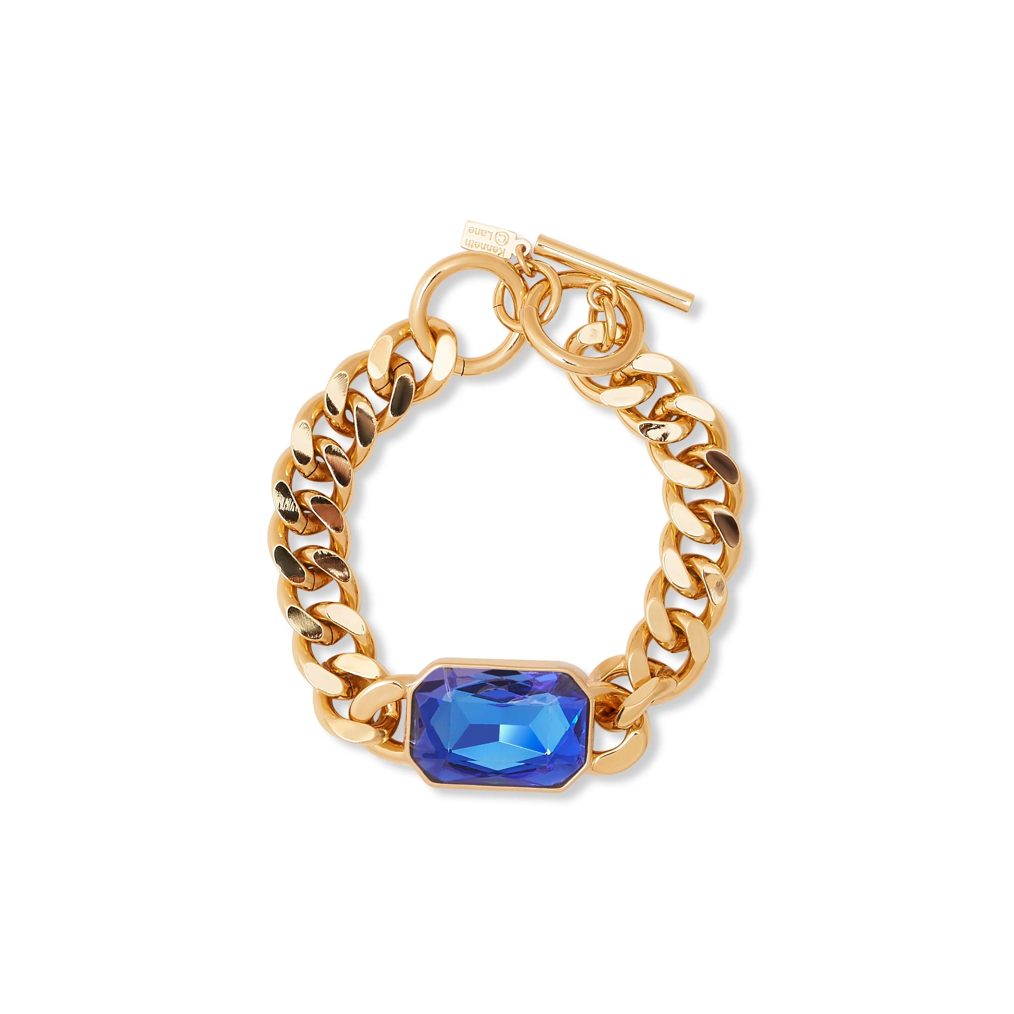 Gold Chain & Sapphire Toggle Bracelet sold by Kenneth Jay Lane