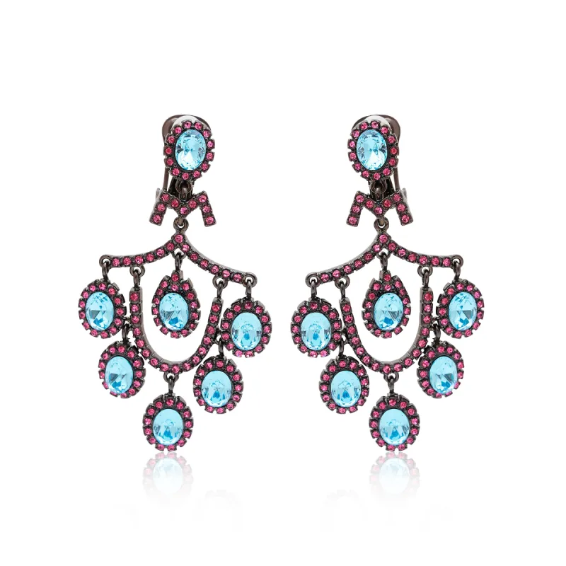 Pink & Aqua Chandelier Earrings sold by Kenneth Jay Lane