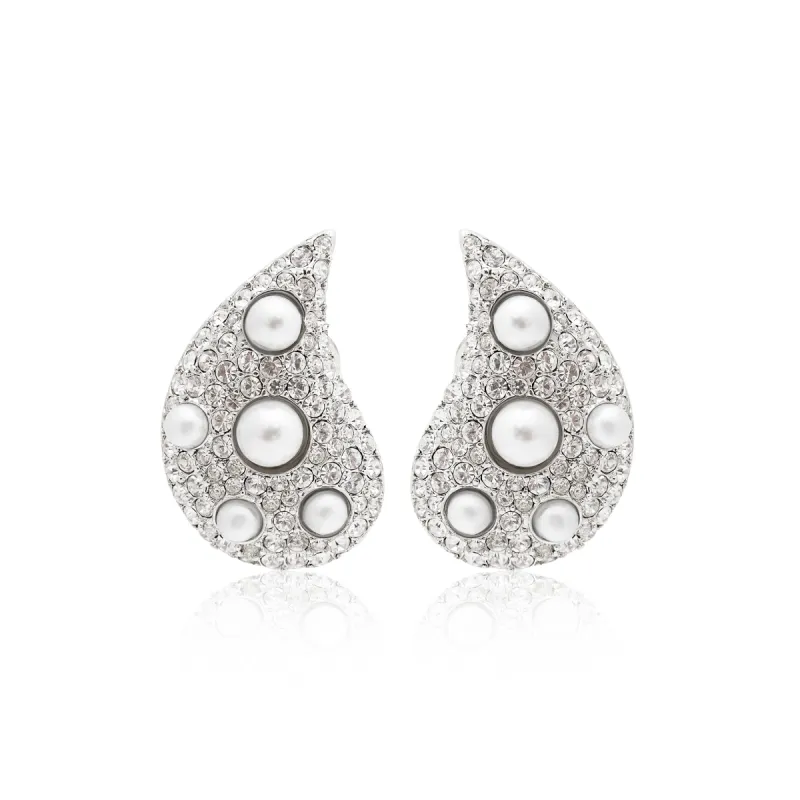 Silver Serenity Pearl Clip-On Earrings sold by Kenneth Jay Lane
