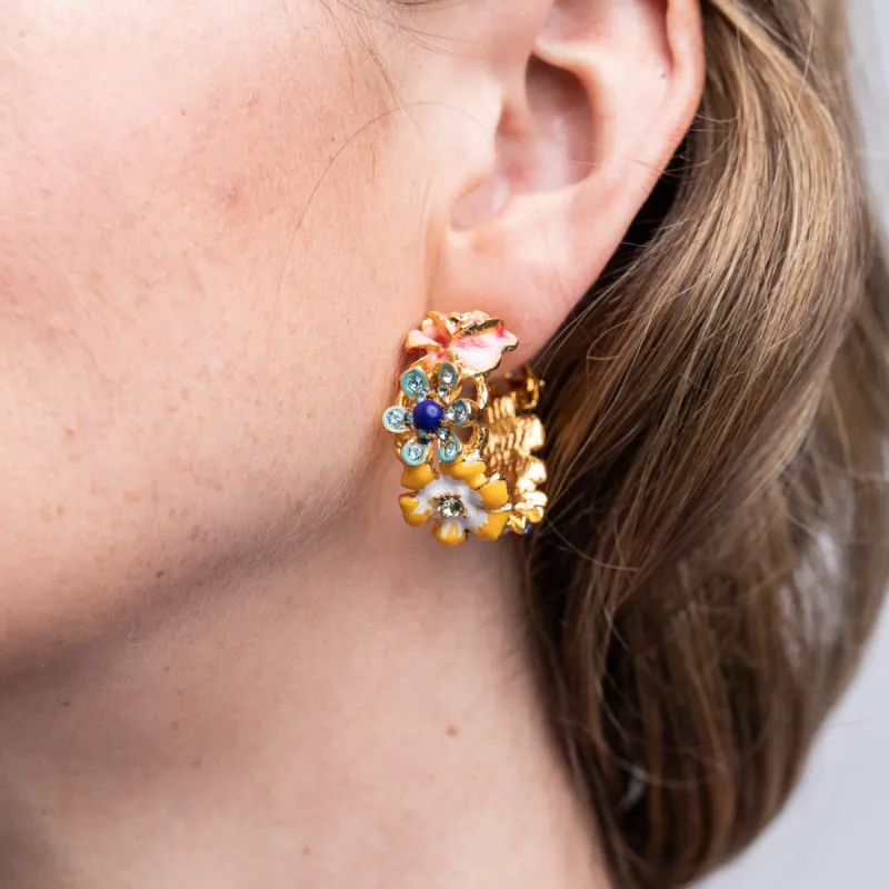 Pastel Flower Clip-On Hoop Earrings sold by Kenneth Jay Lane