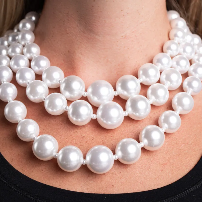 Three Row White Pearl Necklace sold by Kenneth Jay Lane
