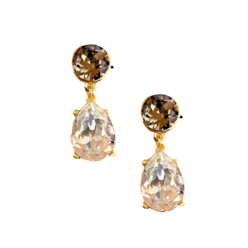 Black & Clear Crystal Teardrop Pierced Earring sold by Kenneth Jay Lane