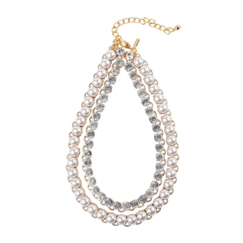 Gold and Crystal Pearl Chain Necklace sold by Kenneth Jay Lane