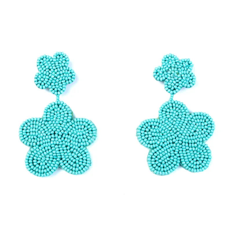Turquoise Bead Flower Earrings sold by Kenneth Jay Lane