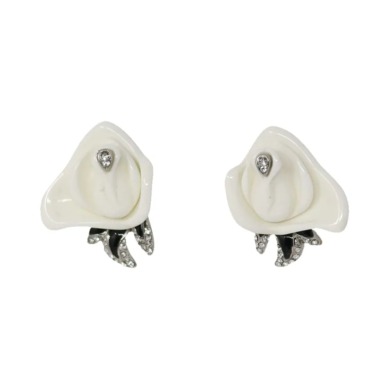 White & Black Leaves Clip Earring sold by Kenneth Jay Lane