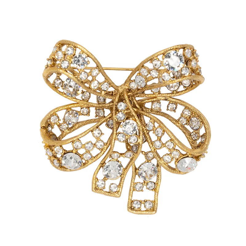 Antique Gold & Crystal Bow Pin sold by Kenneth Jay Lane
