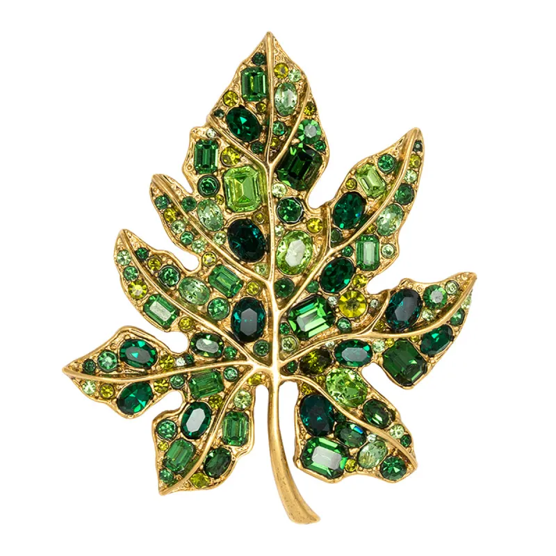 Multi Green Leaf Pin sold by Kenneth Jay Lane