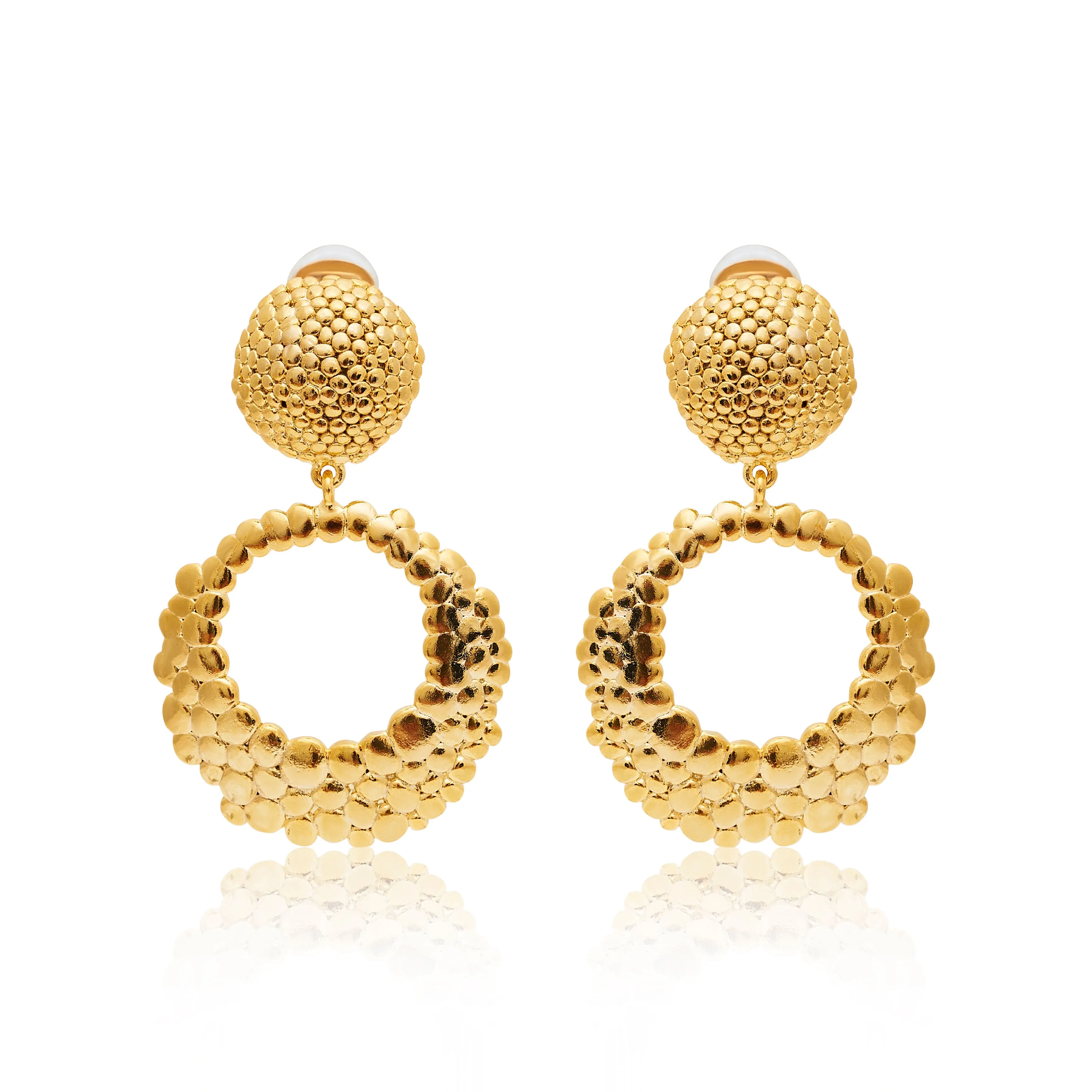 Gold Hammered Open Hoop Clip Earrings sold by Kenneth Jay Lane