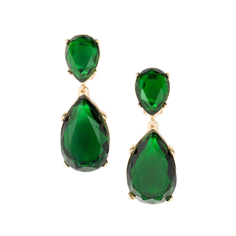 Emerald and Gold Teardrop Pierced or Clip Earrings sold by Kenneth Jay Lane