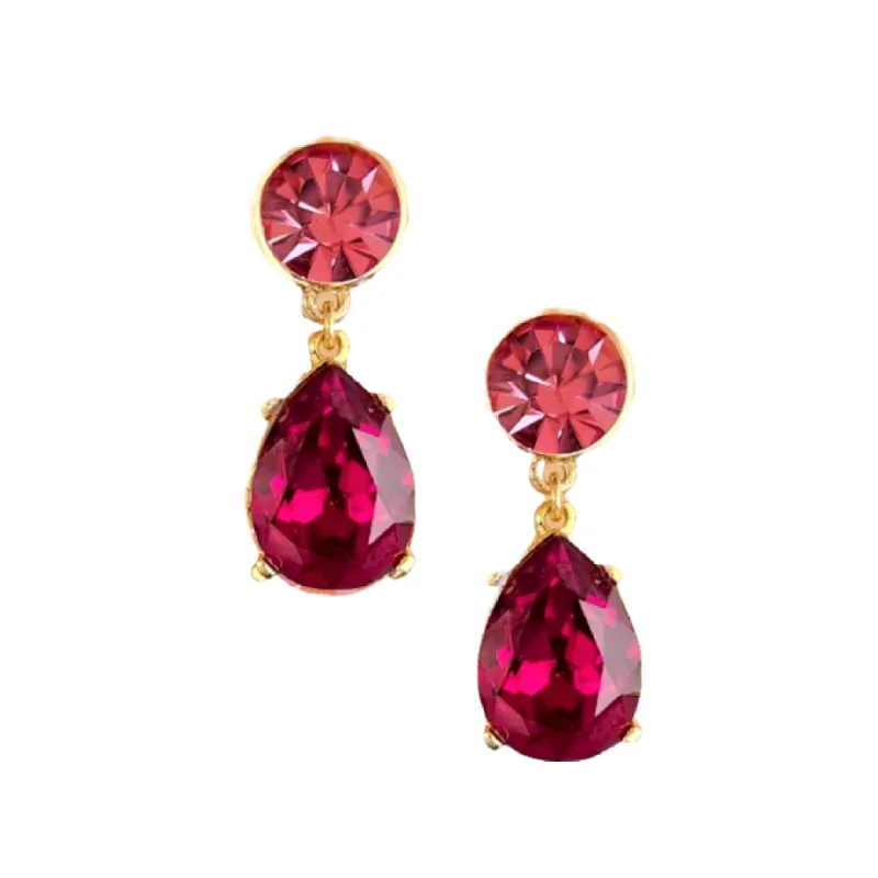 Rose & Ruby Teardrop Pierced Earring sold by Kenneth Jay Lane