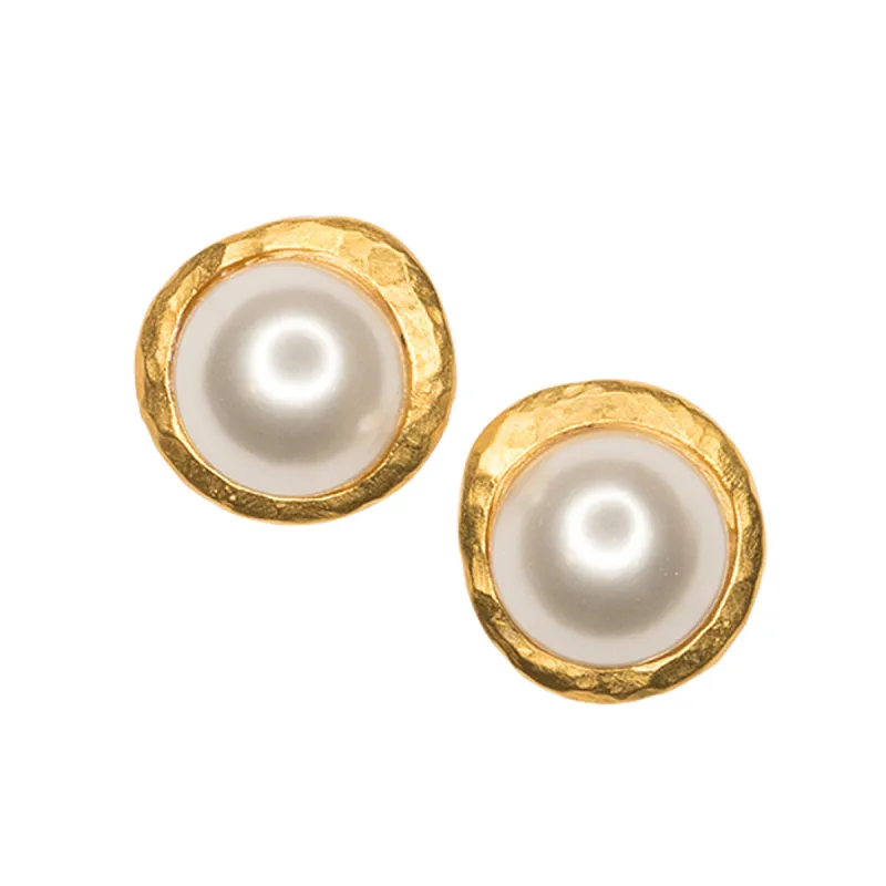 Pearl Button Pierced or Clip Earrings sold by Kenneth Jay Lane