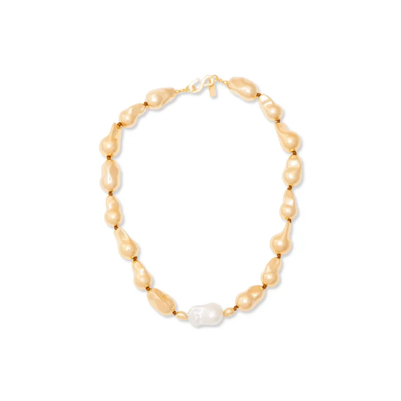 Gold & Baroque Pearl Necklace sold by Kenneth Jay Lane