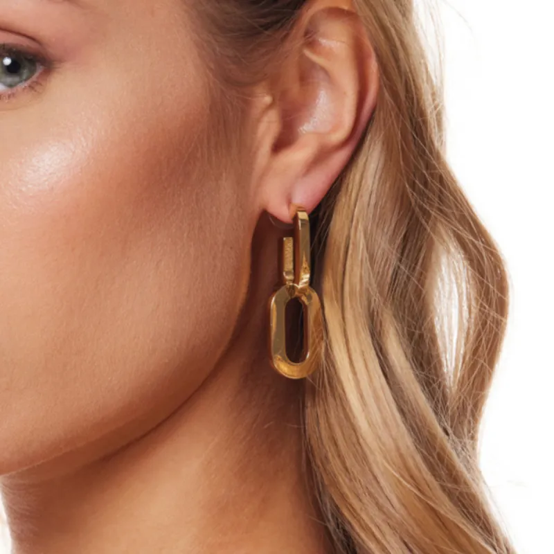 Gold Double Link Drop Post Earring sold by Kenneth Jay Lane