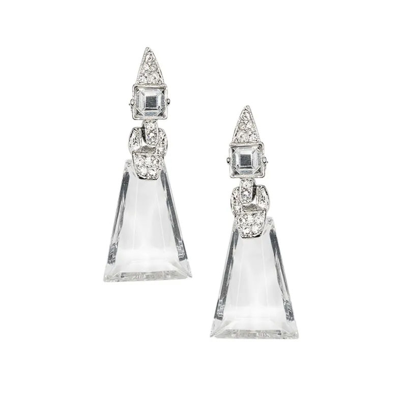 Crystal Art Deco Clip Earrings sold by Kenneth Jay Lane