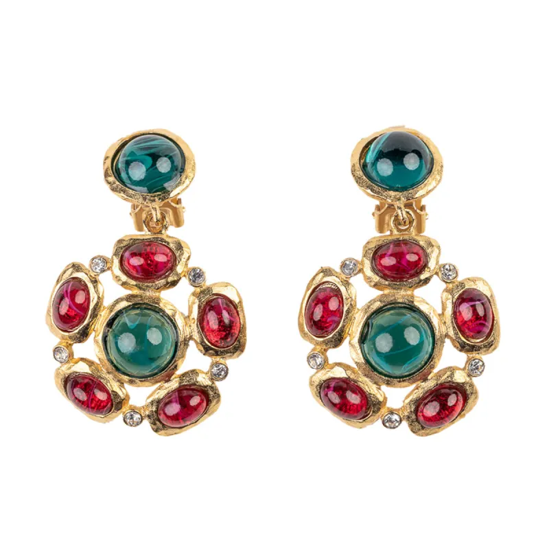 Emerald and Ruby Gem Clip Earring sold by Kenneth Jay Lane