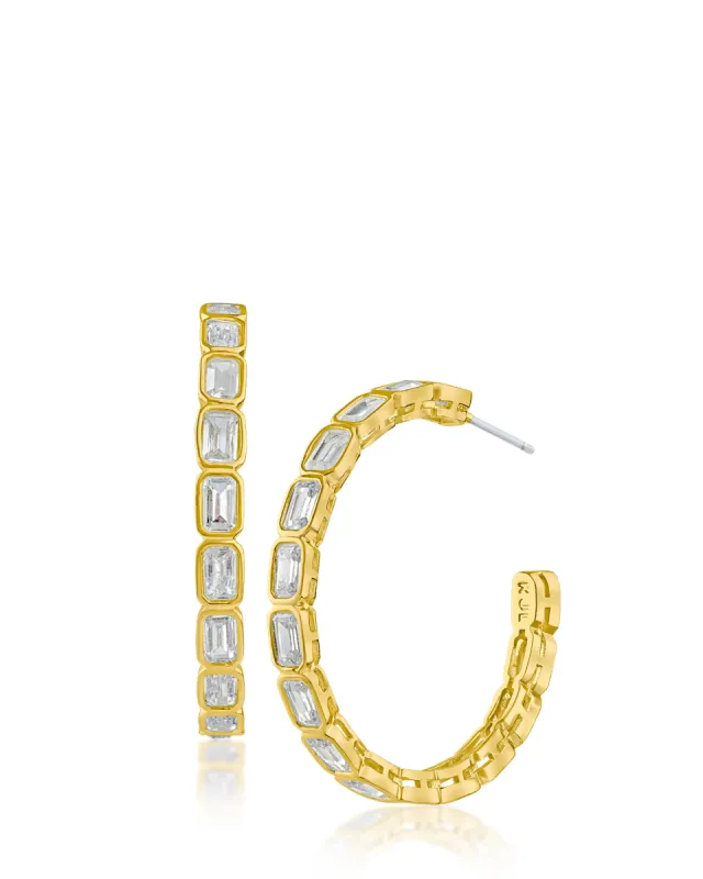 Emerald Bezel Set Hoop Earrings sold by Kenneth Jay Lane