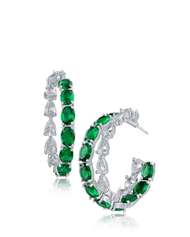 Pear and Oval CZ Hoop Earrings sold by Kenneth Jay Lane