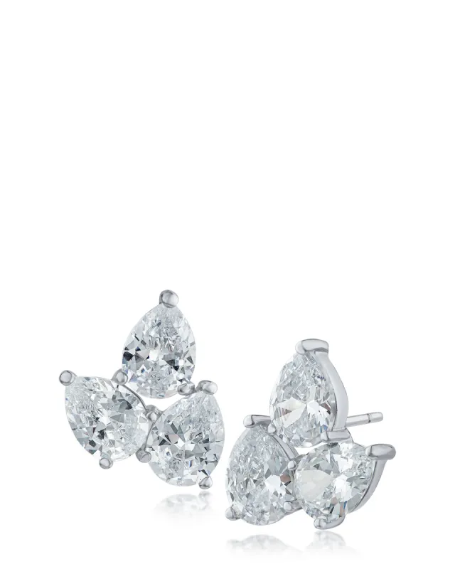 Triple Pear CZ Cluster Earrings sold by Kenneth Jay Lane