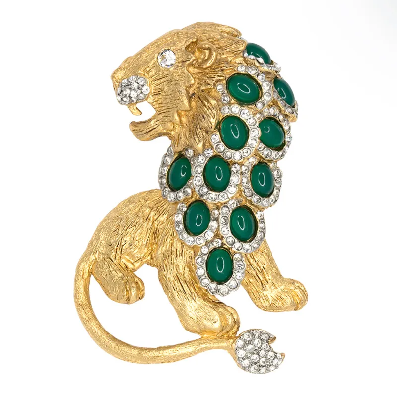 Chrysoprase Green Lion Pin sold by Kenneth Jay Lane