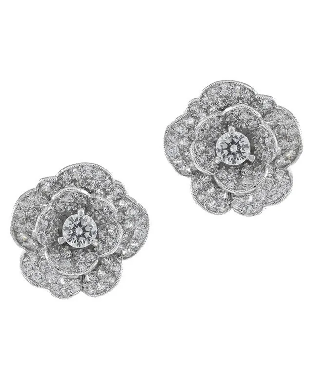 Pave Flower Clip On Earrings sold by Kenneth Jay Lane