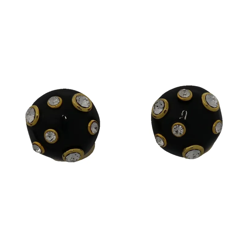 Black Domed Crystal Clip Earrings sold by Kenneth Jay Lane