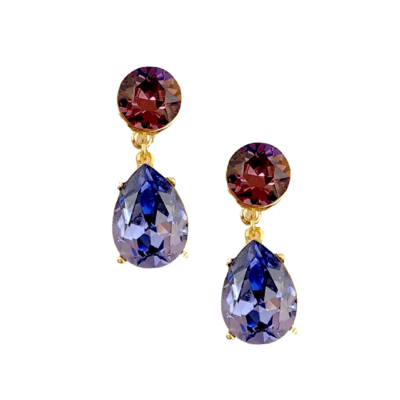 Amethyst & Tanzanite Teardrop Pierced Earring sold by Kenneth Jay Lane