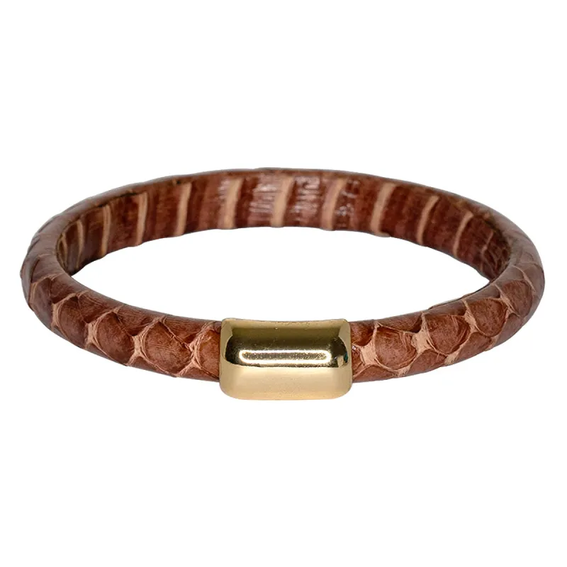 Vintage Snake Leather Bangle Bracelet - Brown sold by Kenneth Jay Lane