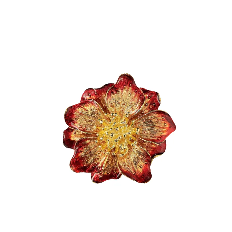 Red Enamel Flower Pin sold by Kenneth Jay Lane