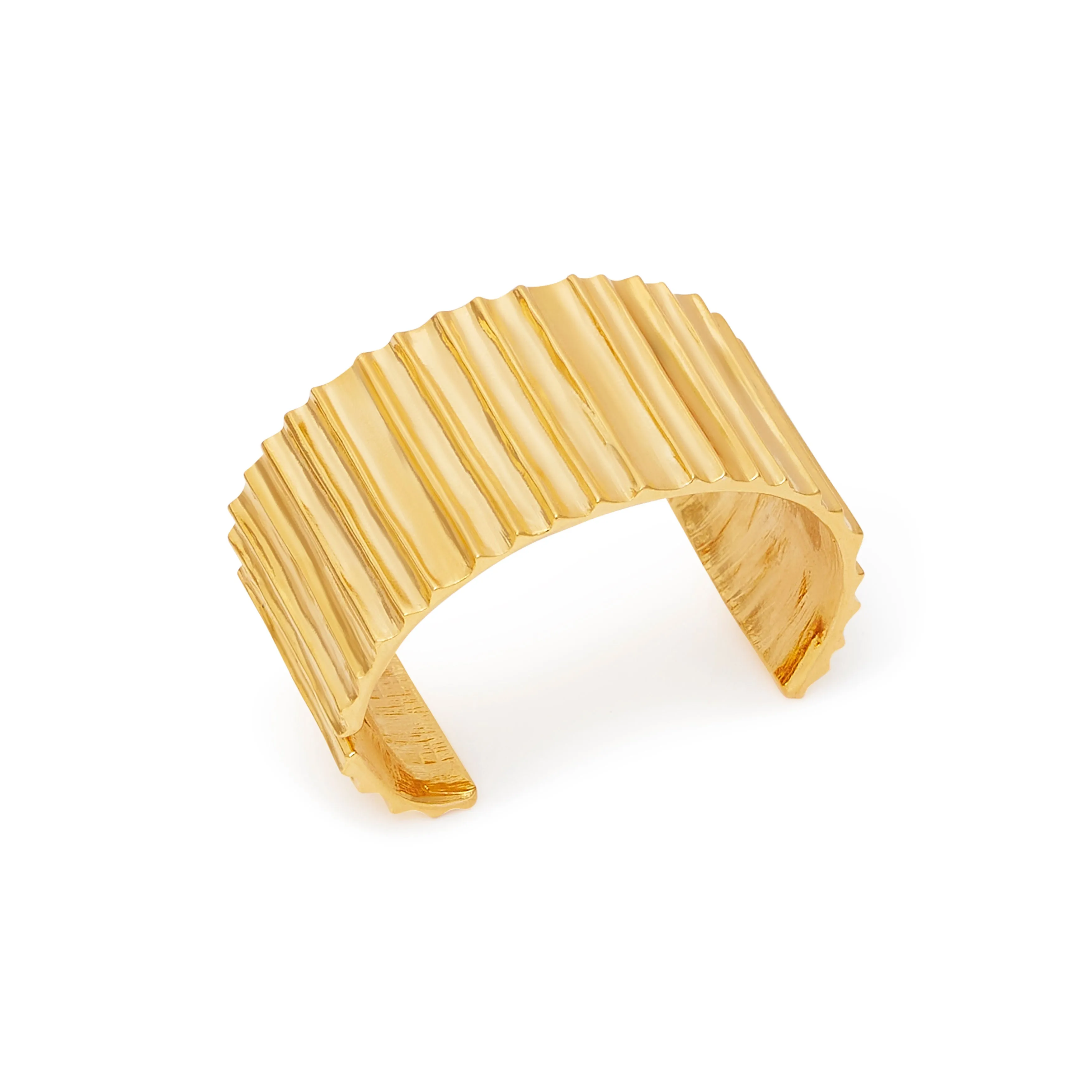 Gold Ribbed Hinged Cuff Bracelet sold by Kenneth Jay Lane