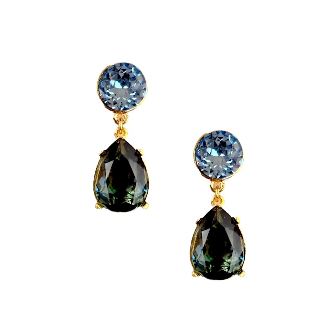 Aqua & Sapphire Teardrop Pierced Earring sold by Kenneth Jay Lane