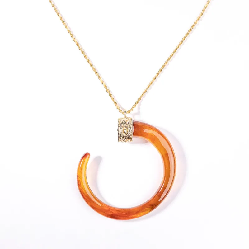 Tortoise C Tusk on Gold Chain Necklace sold by Kenneth Jay Lane