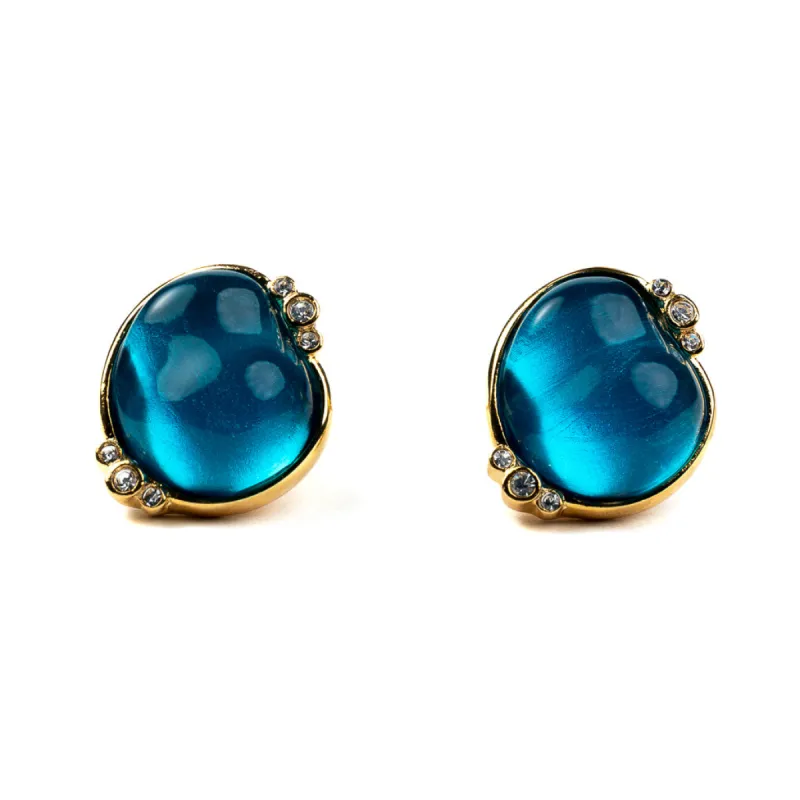 Aqua Nugget Clip Earrings sold by Kenneth Jay Lane