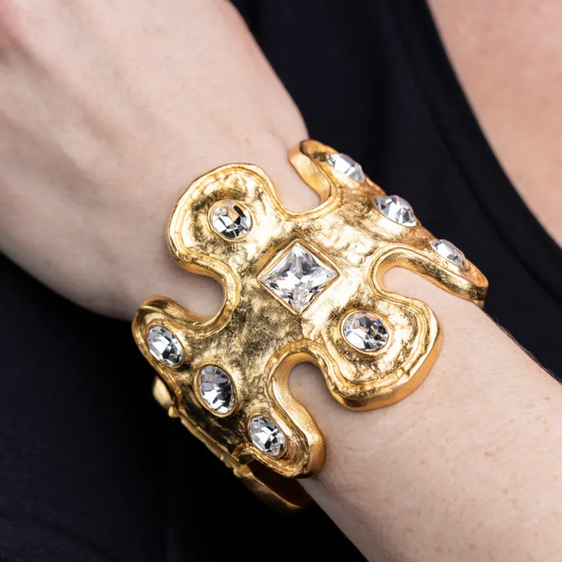 Gold and Crystal Cuff sold by Kenneth Jay Lane