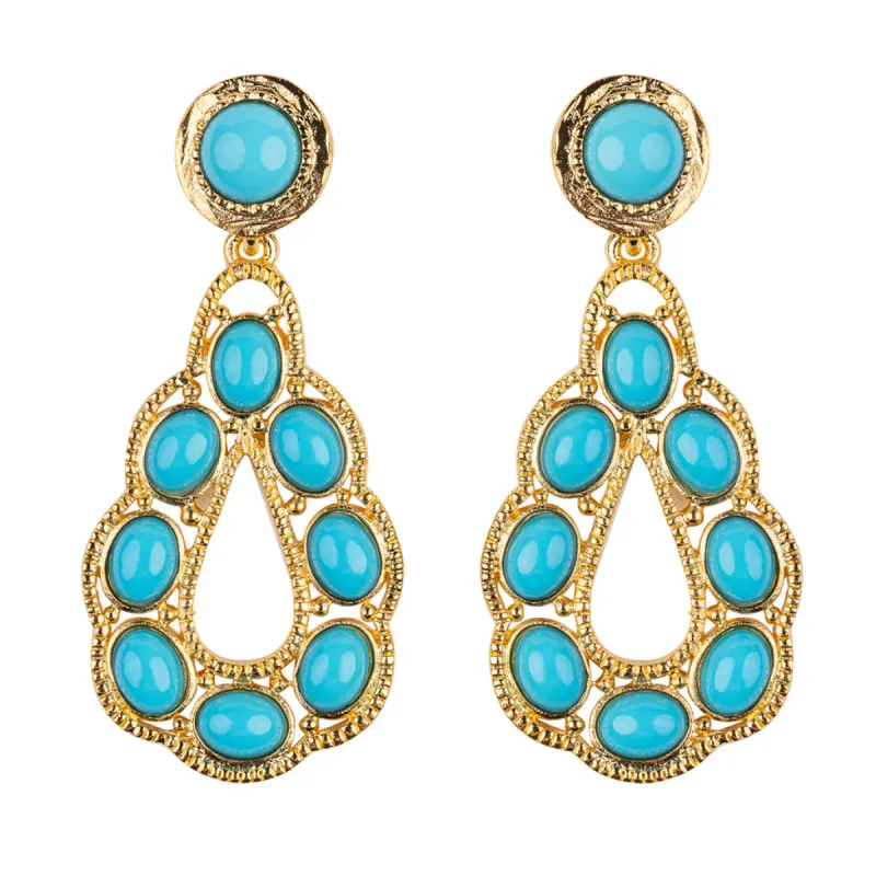 Turquoise Cabochons Teardrop Shape Earring sold by Kenneth Jay Lane