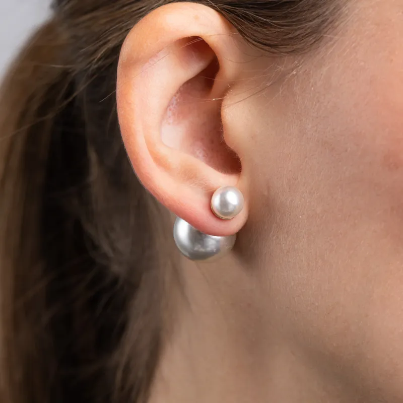 White Pearl Front and Back Pierced Earrings sold by Kenneth Jay Lane