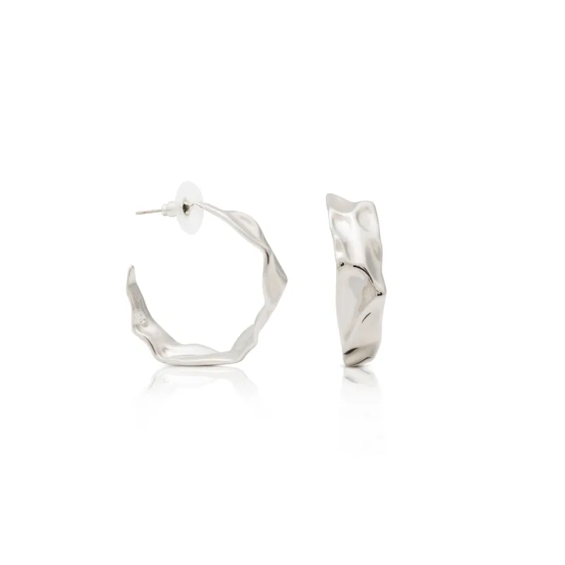 Polished Silver Textured Hoop Post Earring sold by Kenneth Jay Lane