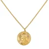 Satin Gold Medallion Pendant Necklace sold by Kenneth Jay Lane