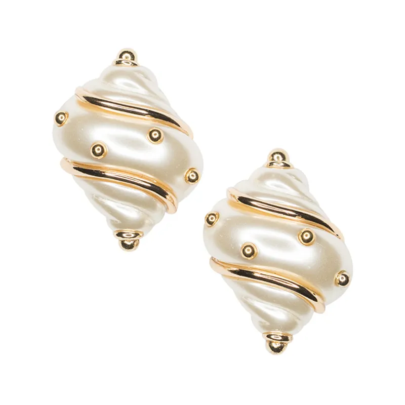 Jackie Onassis Pearl Shell Clip Earrings sold by Kenneth Jay Lane