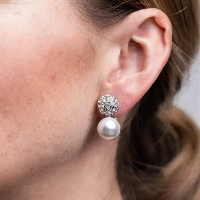 Pave' And Pearl Pierced Earrings sold by Kenneth Jay Lane