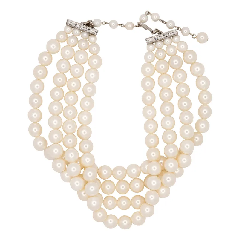 4 Row White Shell Pearl Necklace sold by Kenneth Jay Lane