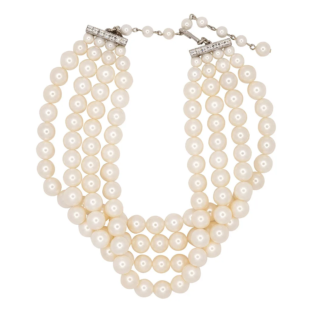 4 Row White Shell Pearl Necklace sold by Kenneth Jay Lane