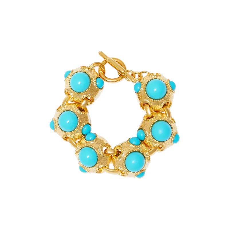 Satin Gold & Turquoise Center Bracelet sold by Kenneth Jay Lane