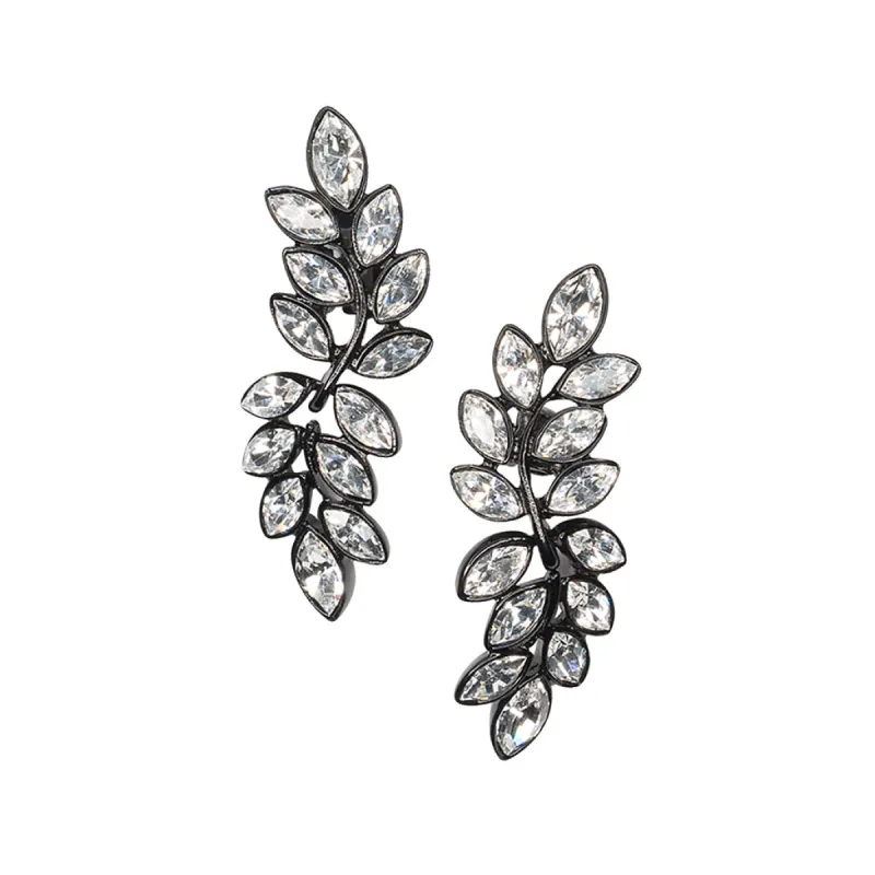 Crystal Leaf Drop Clip Earrings sold by Kenneth Jay Lane