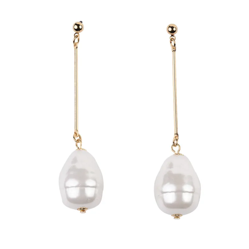 Gold and Pearl Baroque Earring sold by Kenneth Jay Lane
