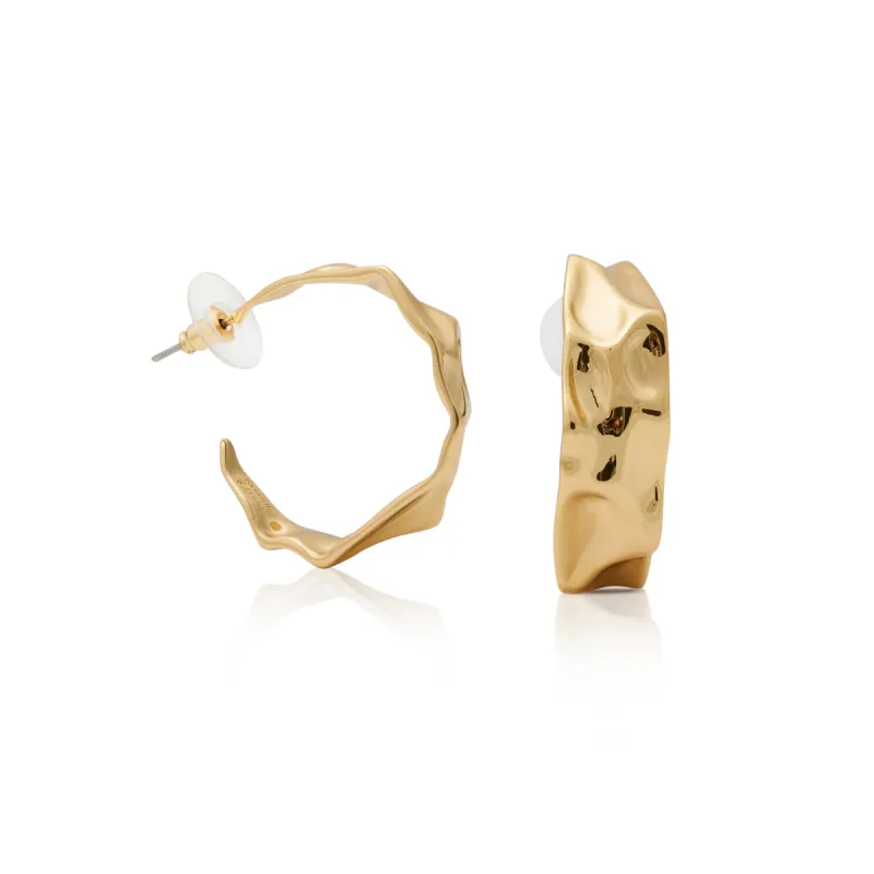 Polished Gold Textured Hoop Post Earring sold by Kenneth Jay Lane
