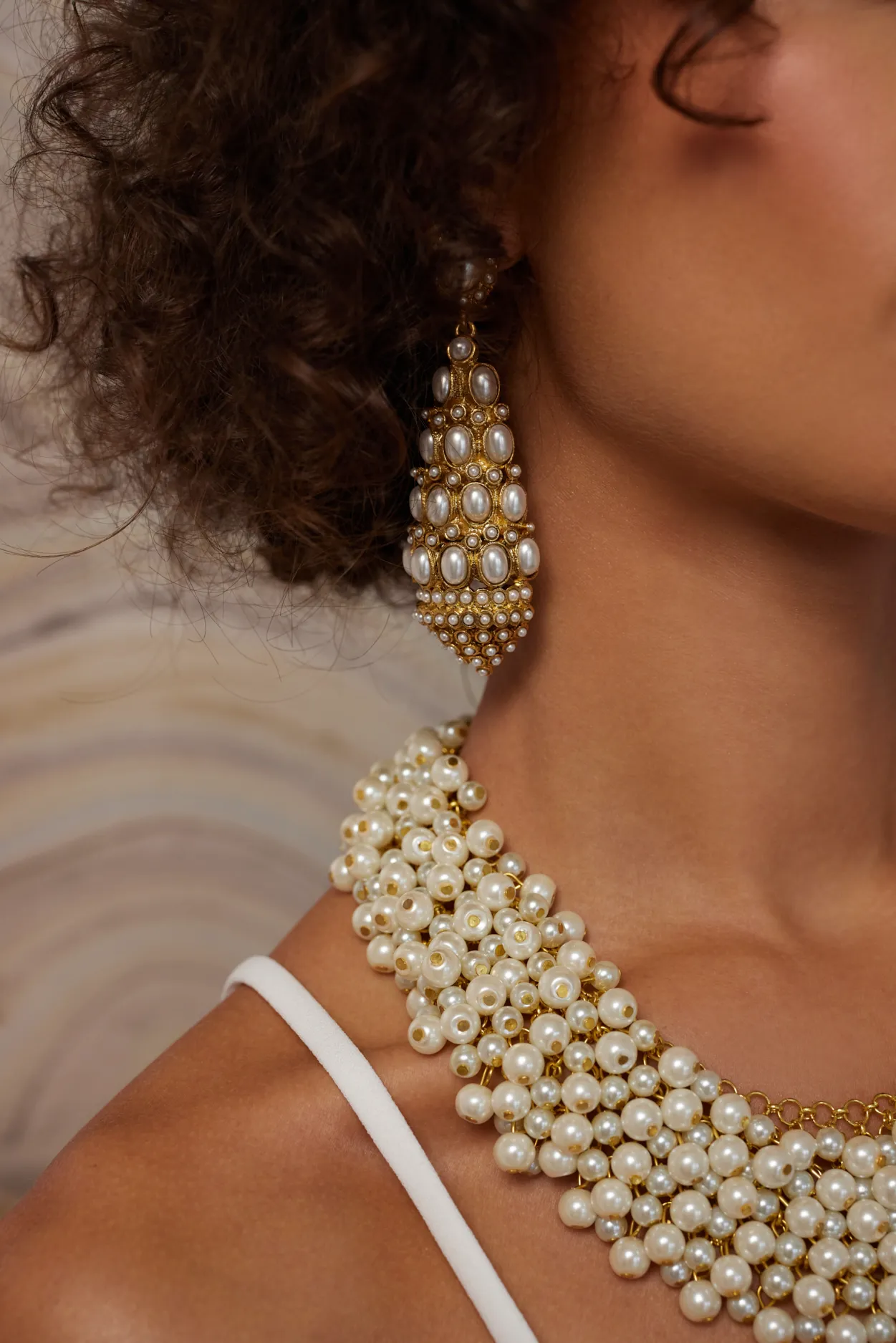 Antique Gold with Pearl Drop Clip Earrings sold by Kenneth Jay Lane product image thumbnail 2