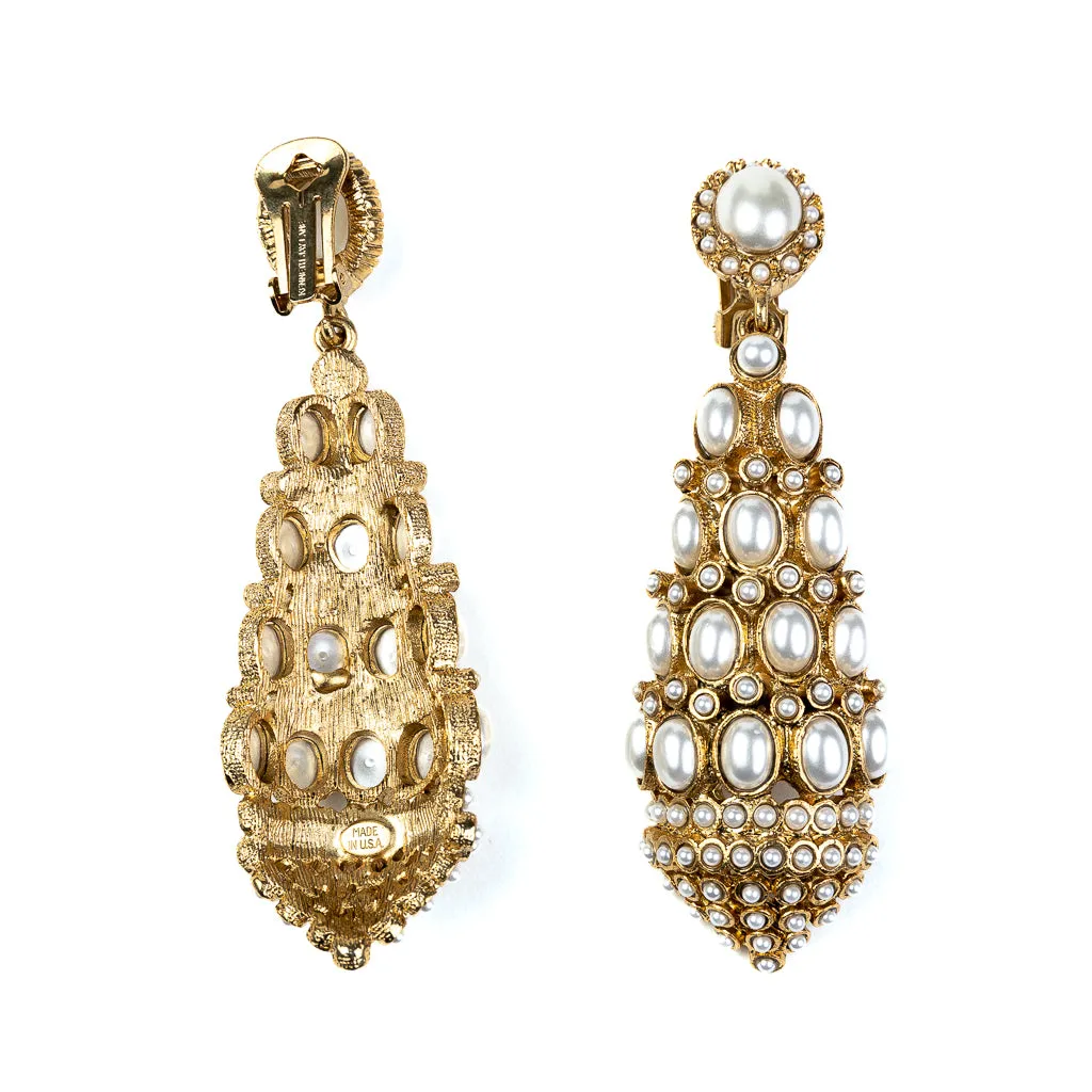 Antique Gold with Pearl Drop Clip Earrings sold by Kenneth Jay Lane product image thumbnail 3